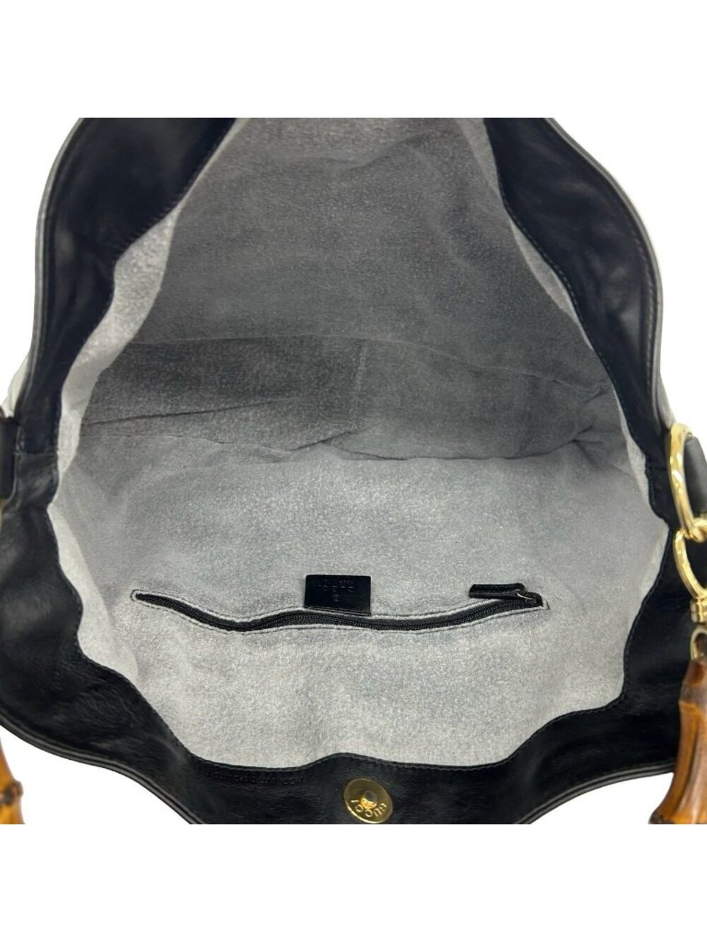 Gucci Vintage Bamboo Leather 2-Way Shoulder Bag Black - Picture 9 of 10